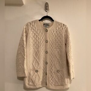 Aran Crafts Ireland 100% Merino Wool Cable Knit Cardigan